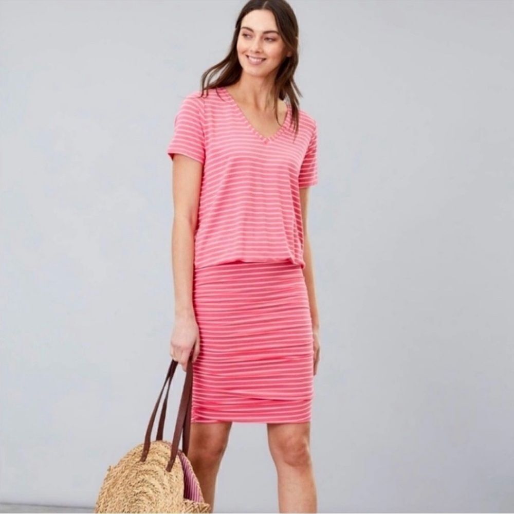Joules‎ Candice Striped Jersey Dress in Pink Size 4